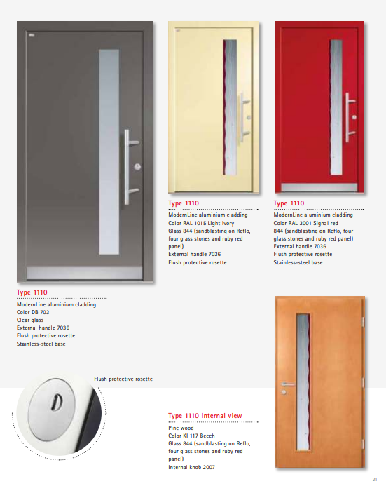Type 1110 ModernLine – UNILUX ModernLine Entry Door, Ruby Panel Sandblasted Glass, Aluminium Outer Shell, Pine Interior, Premium Safety & Security Features, Custom Dimensions